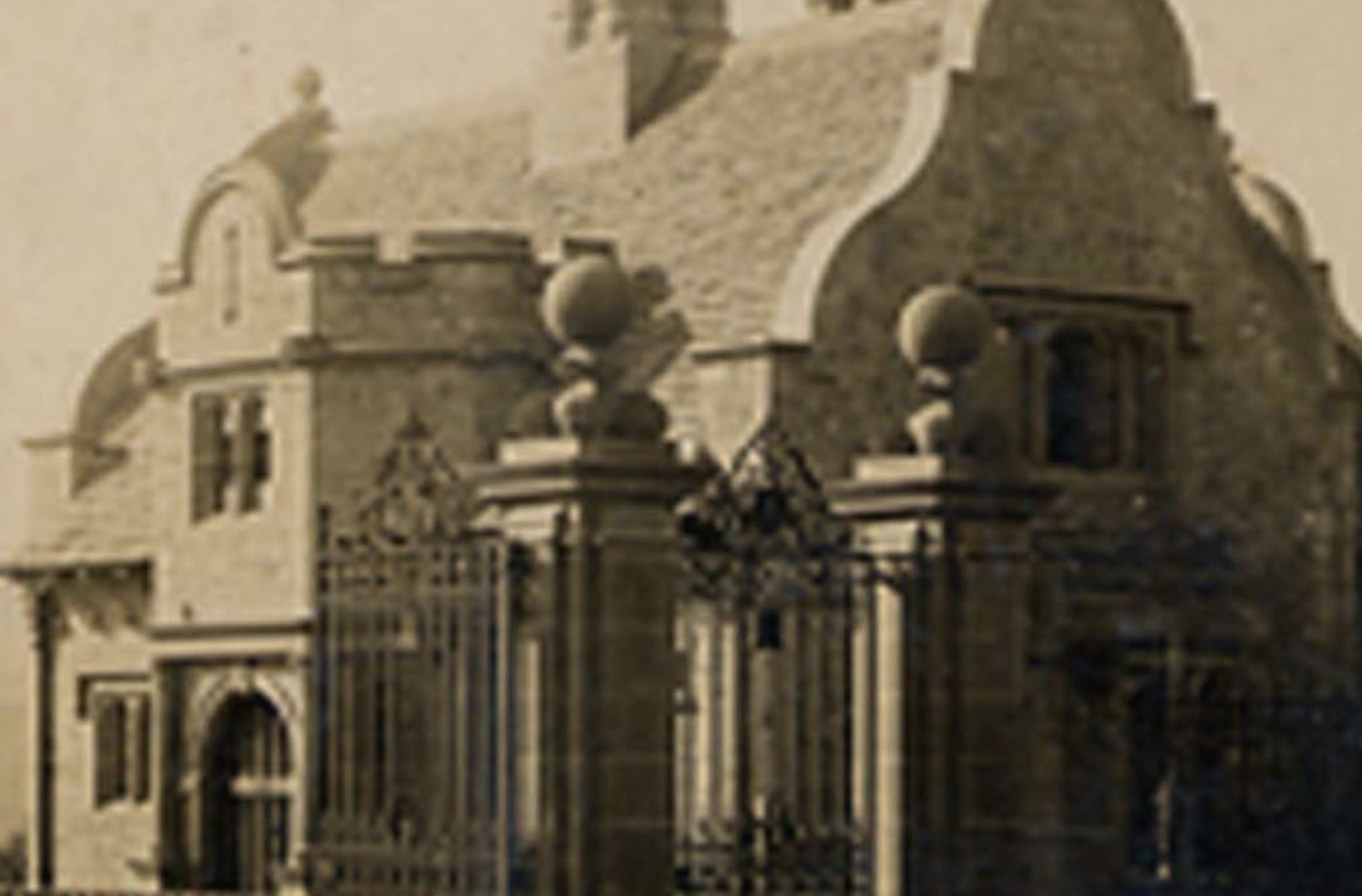 Black and white image of the original manor house 