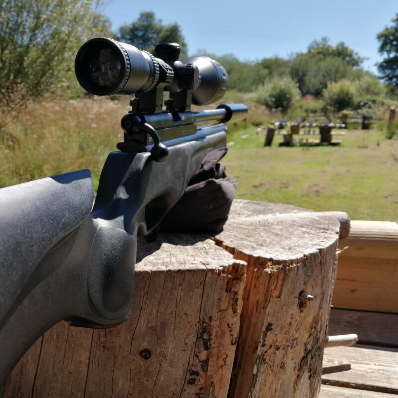 rifle positioned at targets