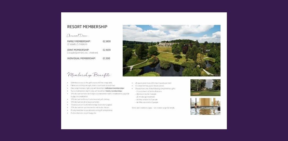Hotel membership brochure page 