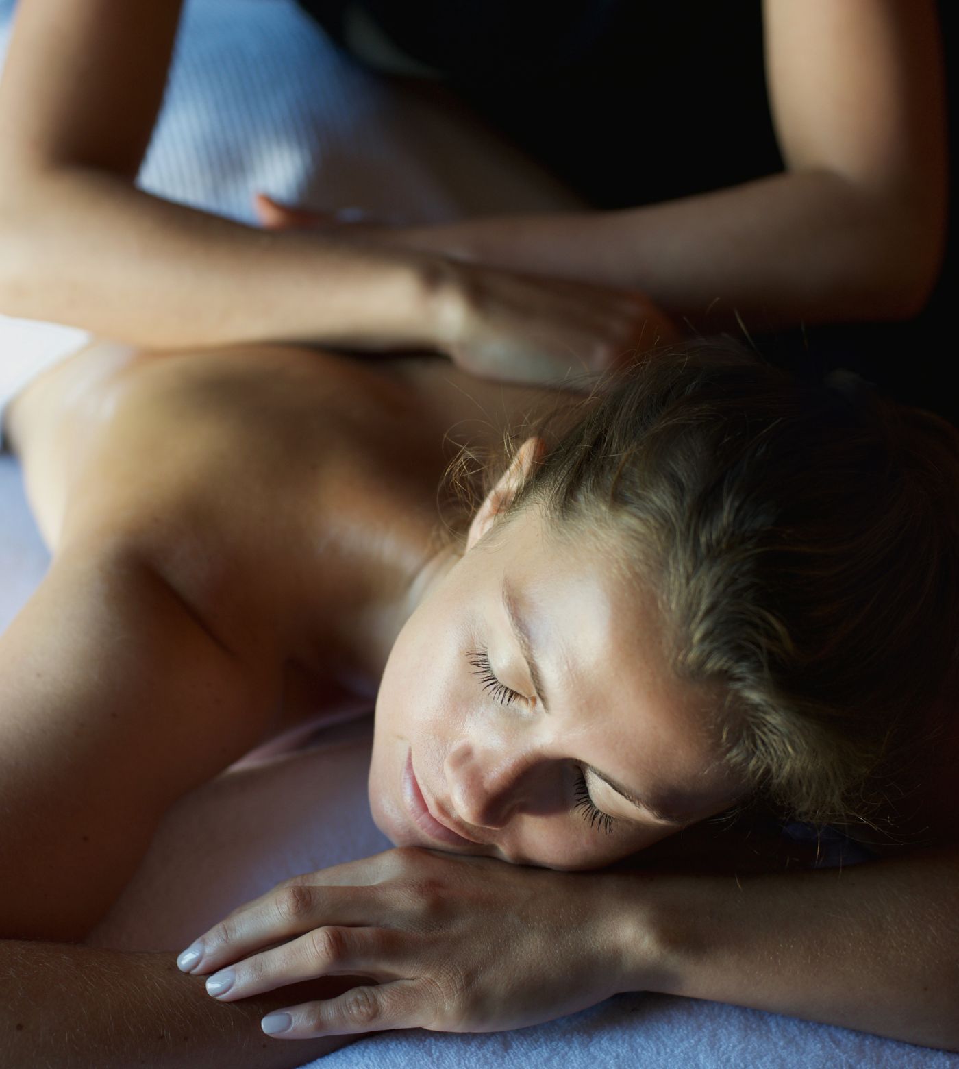 Bovey Castle Spa woman receiving back massage 