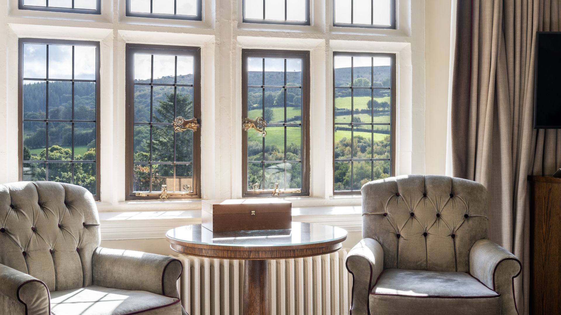 Valley Room armchairs with view 