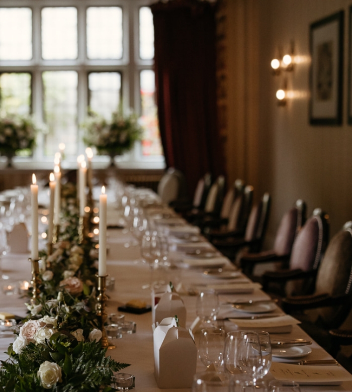 party venues in Devon with candlelit table 
